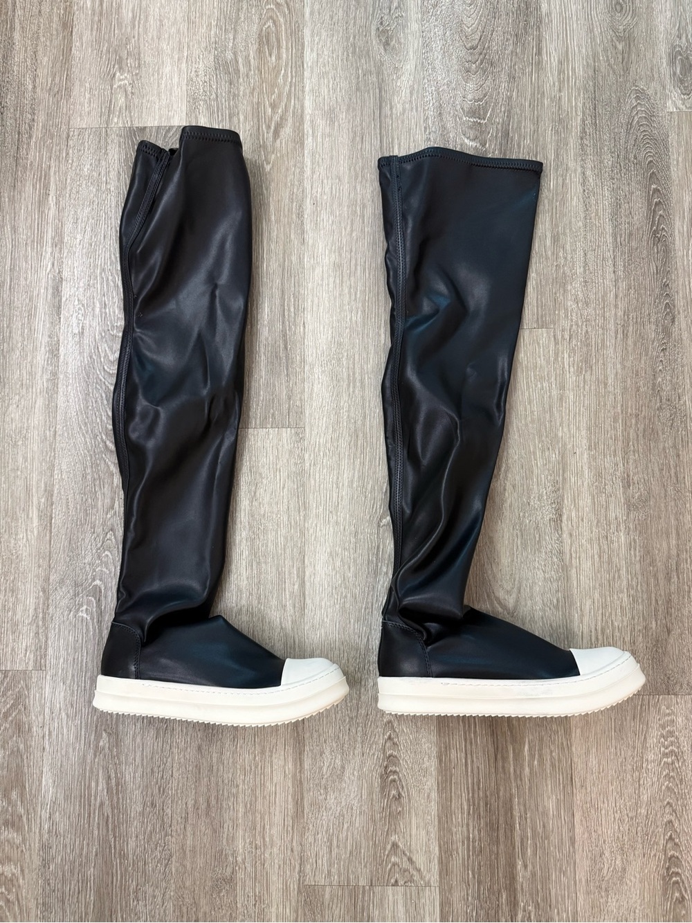 Rick Owens Black Over-the-Knee Leather Boots